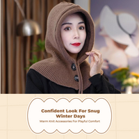 Women's knit nose cover winter hat with scarf