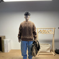 1/6 Scale Sweater Long-Lasting Material 1/6 Scale Figure Clothes Round Neck Doll Top Oversized Fit Miniature Knit Pullover