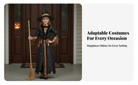 girls' Witch Costume Set Includes Accessories Witch Dress with Hat Star Pattern