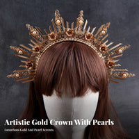 Elegant Radiant Headband Regal Aesthetic Radiant Crown Celestial Headpiece Ornate Design Medieval Cosplay Crown Lightweight
