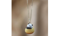 Gold-Tone Necklace with Panda Pendant Cute Panda Charm Necklace Cartoon-Style Animal Pendant Jewelry Miniature for Girls, Teens, Daily Wear, Layering, Gifting