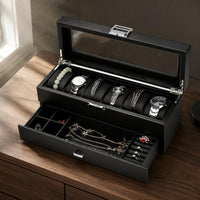 Watch and Jewelry Storage Box Front Latch Watch Display Storage Case Clear Top