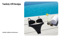 Alluring Design Ruched Bikini Set Removable Pads Ruched Bandeau Bikini Adjustable Straps for Young Adults, Vacation, Sunbathing