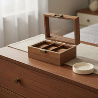 Watch and Jewelry Display Case Soft Luxe Textile Lining Watch Display Box Wooden Jewelry Organizer Rust-Resistant Hardware