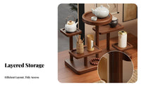 Oriental Design Solid Wood Bracelet Holder Stable Base Wooden Multi-Tier Display Stand Artisanal Look for Collectors, Study