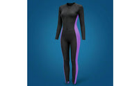 Full Body Rash Guard Built-in Padding Zip Front Swimsuit Long-Sleeve Swimsuit Shaping Look Swimwear Color Block for Swimming