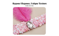 Glitter Feather Headpiece Crystal Accent Feather Headband 1920s Jazz-Age Headband Elastic Fit Headdress Vintage Design for Women