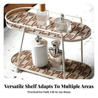 Light Luxury Design Iron Makeup Stand Space Saver Double Layer Cosmetic Rack Long-Lasting Material for Women, Bedroom