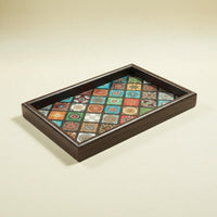Vintage Design Tea Tray Retro Design Rectangular Walnut Vanity Tray for Bedroom