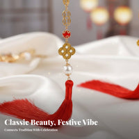Red Plush Sphere Hair Crown Elegant Design Ancient Design Hair Crown Tassel Headdress Vintage Inspired Festive Headwear