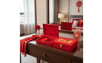 Red Velvet Jewelry Box Heirloom-Quality Chinese Wedding Jewelry Box for Couples
