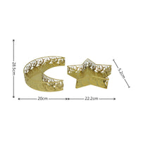 2 Pieces Perforated Metal Tray Set Gold-Colored Crescent Moon Tray