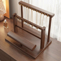 Wood Jewelry Display Rack Desktop 2 Tier T-Shaped Bar Display Wooden