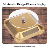 Double Power Option Solar Powered Turntable Automatic Rotation Jewelry Rotator Base for Collectors, Retailers, Product Photography