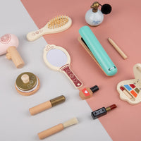 Wooden Pretend Makeup Kit Miniature Toy Cosmetic Set Rounded Shapes for Kids
