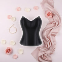 Satin Overbust Corset Adjustable Fit Side Zipper Waist Cincher for Costumes