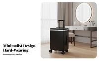 USB Charging Port Carry-on Luggage with Lighted Mirror Built-in Cup Holder Rolling Makeup Suitcase Wet and Dry Separation Pockets for Women
