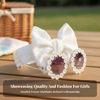 Sun Protection Sunglasses and Headband Set Cute Design Flower Sunglasses and Headband Great Gift for Babies, Beach, Daily Wear, Holidays