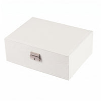 PU Leather Jewelry Box Metal Clasp Accessory Storage Textured Finish