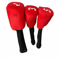 3 Pieces Sport Wood Headcover Set Snug Fit Soft Sport Headcovers Numbered Club Head Protectors Long-Lasting Sports Equipment
