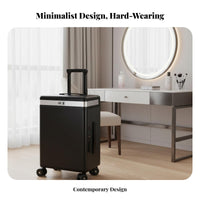 USB Charging Port Carry-on Luggage with Lighted Mirror Built-in Cup Holder Rolling Makeup Suitcase Wet and Dry Separation Pockets for Women