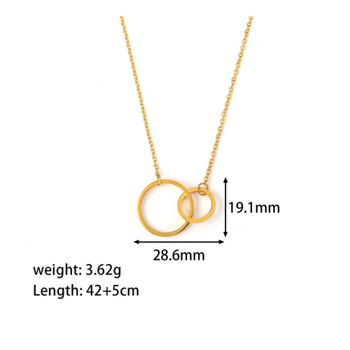 Double Hoop Pendant Necklace Stainless Steel Interlocking rings Necklace Minimalist Design Double Hoop Pendant for Women, Girls, Daily Wear, Office