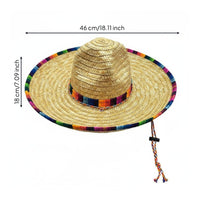 Mexican Sombrero Lightweight Wide Brim Straw Hat Breathable for Outdoor, Party