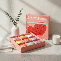 9 Pieces Gift Box Bath Set Separate Compartments Heart Bath Speckled