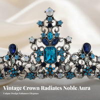 Baroque Queen Crown Regal Style Vintage Rhinestone Crown Accessory for Brides, Weddings, Pageants, Prom