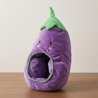 Soft Eggplant Hat Embroidered Face Eggplant Head Hat Leaf Top