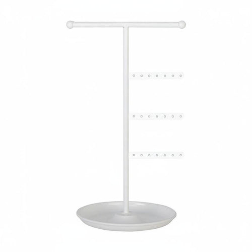T-Shaped Jewelry Stand with Tray Multi-Functional Storage for Dresser, Women