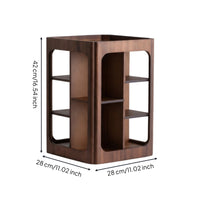 Desktop Display Shelf Rotating Storage Rack Walnut Wood Vertical Space Saving