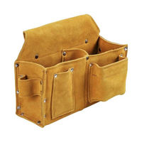Double-tier leather nail pouch