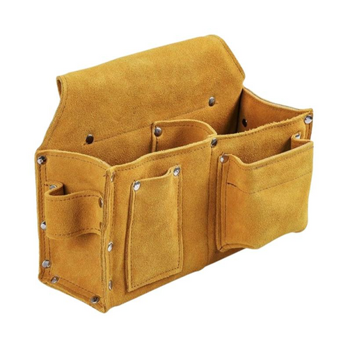 Double-tier leather nail pouch