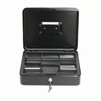 Keyed Metal Currency Box Hinged Lid Divided Currency Box Compact