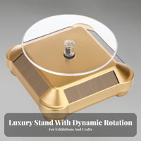 Double Power Option Solar Powered Turntable Automatic Rotation Jewelry Rotator Base for Collectors, Retailers, Product Photography