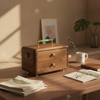 Jewelry Box with Drawers Walnut Wooden Jewelry Box Compact for Vanity