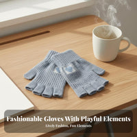 Stretchy Fit Fingerless Gloves Soft & Comfortable Half Finger Mittens Breathable Material for Students, Women, Cold Weather, Cycling, Indoor
