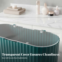 Dustproof Lidded Cosmetic Organizer Transparent Design Makeup Sponge and Swab Container Multi-Compartment for Women, Dressing Table, Dresser