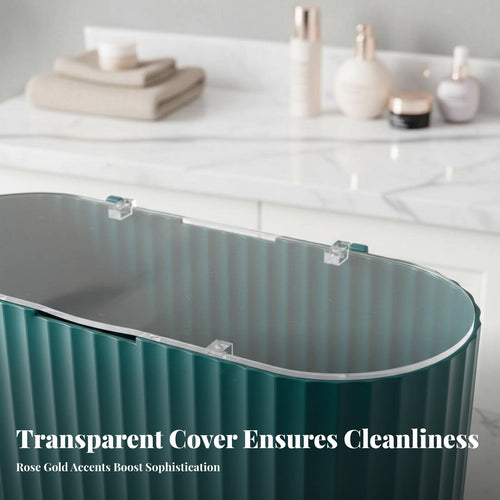 Dustproof Lidded Cosmetic Organizer Transparent Design Makeup Sponge and Swab Container Multi-Compartment for Women, Dressing Table, Dresser