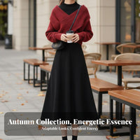 2 Pieces Red Sweater and Dress Set Autumn Design Sweater and Skirt Set