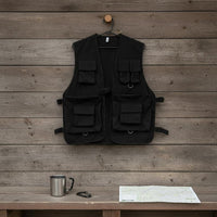 Black Cargo Vest Streetwear Design Apparel Long-Lasting for Outdoor