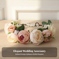 Bohemian Floral Crown Headband, Handmade Flower Hair Accessory, Bridal Wedding Photo Prop