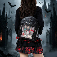 Ita Backpack with Transparent Panel Clear Window Gothic Backpack Wing-Shaped-Wing Bag Skull for Cosplayers, Teens, Cosplay, Everyday Wear