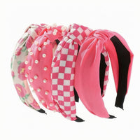 5 Pieces Padded Headband Floral Print Fabric Headband Check Pattern