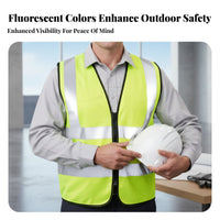Reflective Safety Vest Lightweight High Visibility Work Vest Safety Workwear Long-Lasting Fastener Front Closure