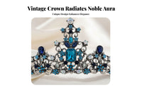 Baroque Queen Crown Regal Style Vintage Rhinestone Crown Accessory for Brides, Weddings, Pageants, Prom