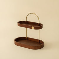 Desktop Storage Rack Compact Two-Tier Organizer Sturdy Desktop Organizer with Handle for Vanity