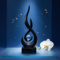 Shaped Statue Fluid Design Abstract Statue Modern Spiral Figurine Handmade Resin Art Piece with Sphere Non-Slip Base