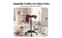 360° Swivel Wheels Adjustable Rolling Tray Sturdy Long-Lasting Rolling Instrument Tray Stand Easy to Clean Salon Trolley Stable Base for Hair Stylists Artists, Barbershop, Beauty Spa, Medical Practice, Workshop
